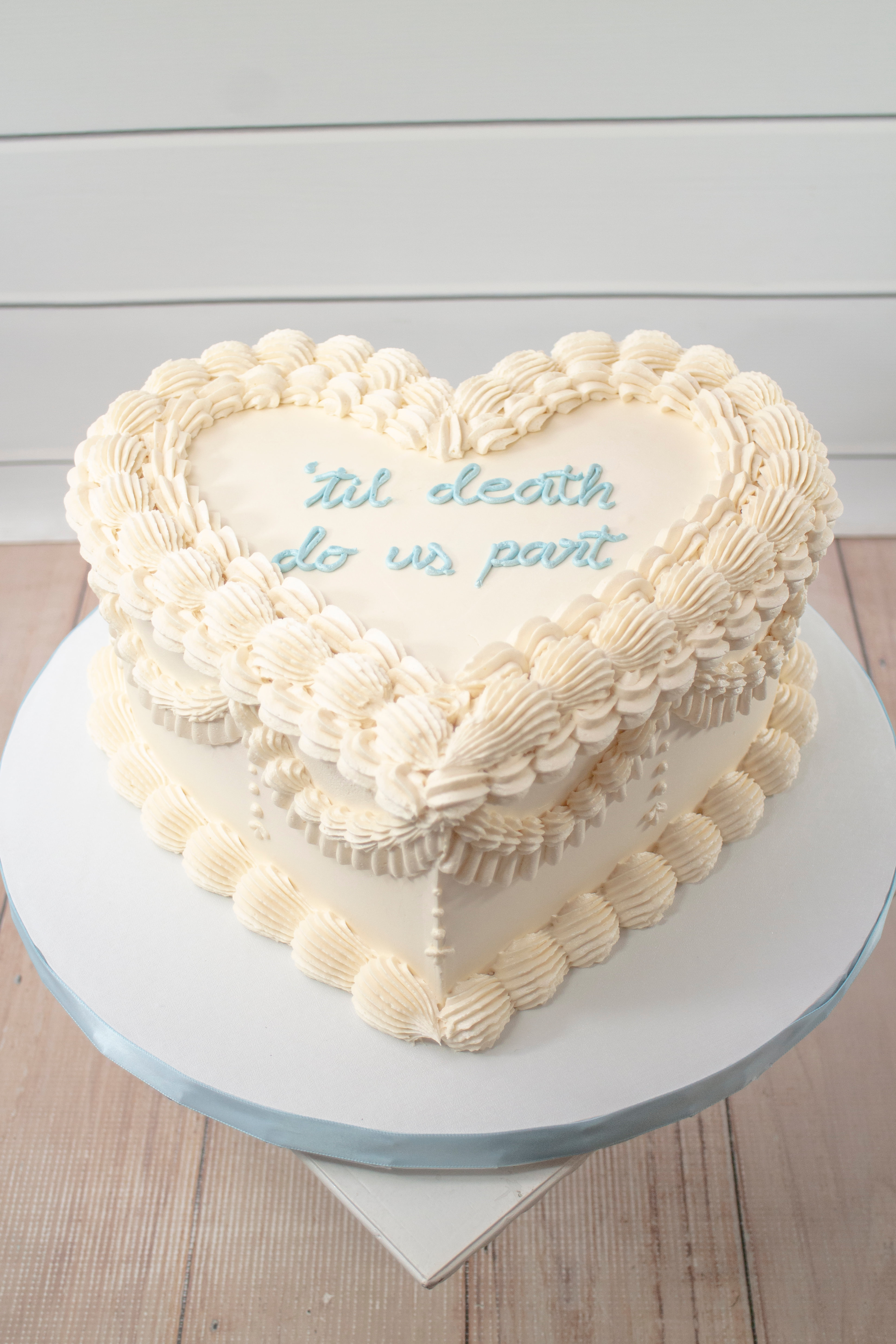 50+Cute Minimalist Buttercream Cakes : White Heart-Shape Cake Pink  Buttercream